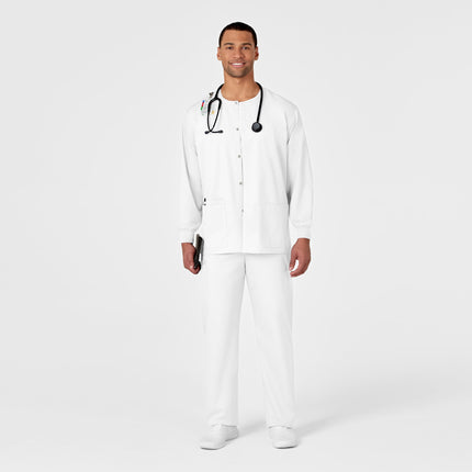 WonderWink 800AWHITSM Wonder Work Unisex Snap Front Jacket, White, Standard-S Size
