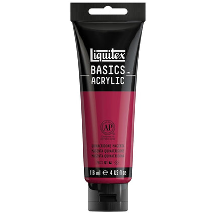 Reeves 1046114 Liquitex Basics Acrylic Paint Tube, 4-Ounce, Quinacridone Magenta