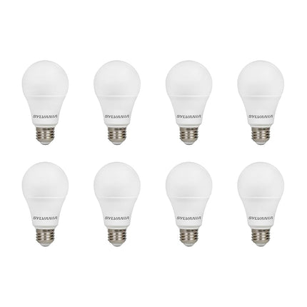 Sylvania Ultra A19 LED Light Bulb, 60W Equivalent, Efficient 9W, Medium Base, Dimmable, Frosted Finish, 2700K, Soft White - 8 Pack (41954)