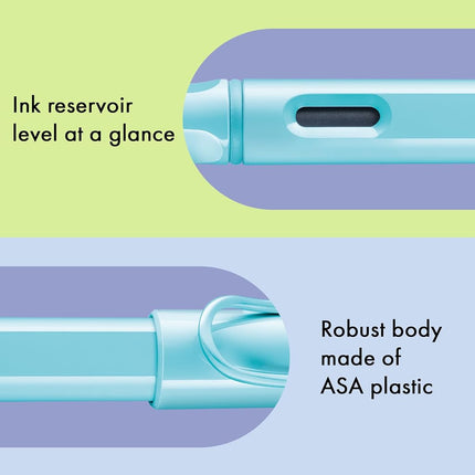 LAMY safari aquasky - Fountain Pen with ergonomic grip & polished steel nib in size F - ideal for any Writing & Calligraphy - including LAMY T 10 blue cartridge - Right-Handed