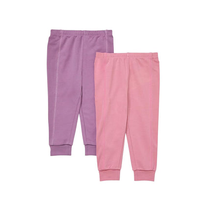 Hanes Unisex Pure Comfort French Terry Joggers, Girl and Baby Boy Pants, 2-Pack, Purple/Rose, 3 Months