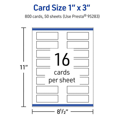 Avery Printable Rectangle Mini Business Cards, Sure Feed Technology, 1" x 3", Glossy White Cardstock, Print-To-The-Edge, Laser/Inkjet Printable, 800 Total