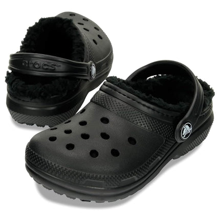 Crocs Unisex Kids Clog, Classic Lined Clog T, Black/Black, 7 UK Child