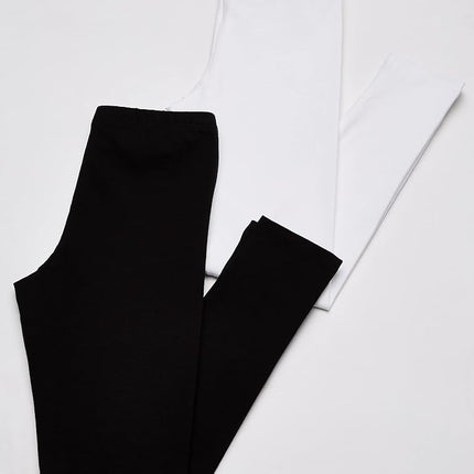 Leggings para niña de The Children's Place, paquete de 2, Negro/Blanco, Talla M