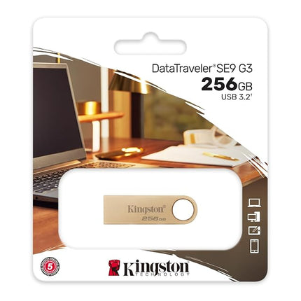 Kingston DataTraveler SE9 Gen 3 - 256GB - 220MB/s read - Metal - USB 3.2 Gen 1 - Gold