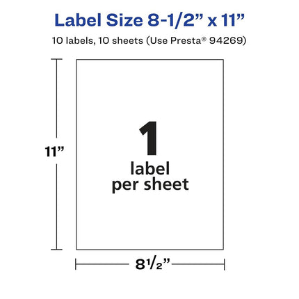 Avery Matte Clear Rectangle Sticker Sheets, 8.5" x 11", 10 Matte Clear Labels, Laser/Inkjet Printable Labels