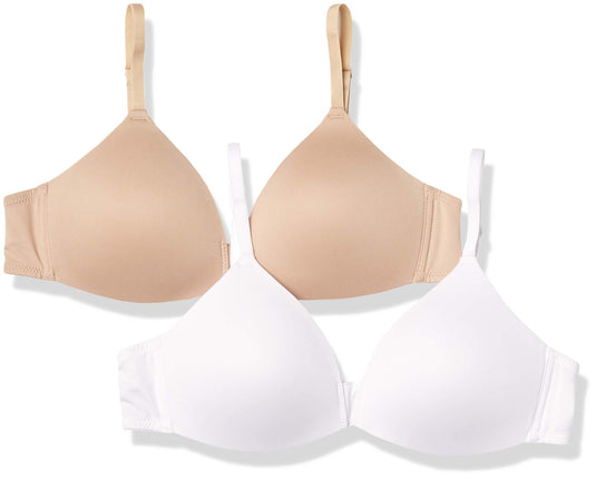 Hanes Womens 2-Pack Molded Wirefree Bra, White/Nud