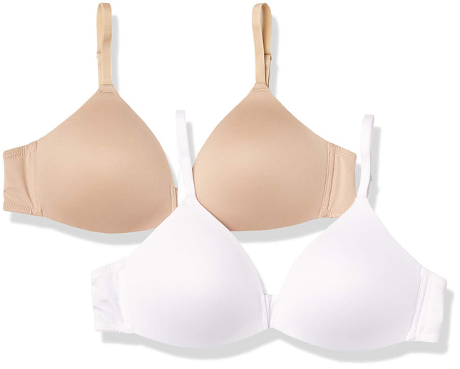 Hanes Girls' Big 2-Pack Molded Wirefree Bra, White