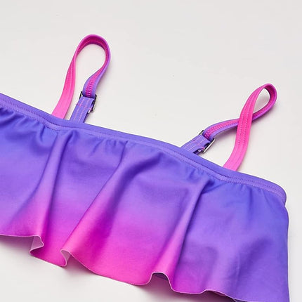 Traje de baño de 2 piezas Kanu Surf Karlie Flounce Bikini Beach Sport para niñas, Janie Pink, 2T