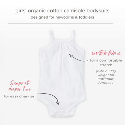Bodysuit, 3-pack Short Long Sleeve One-piece Bodysuits, 100% Organic Cotton Burt's Bees BabyUnisex Baby, Cloud White Camis, 18 Meses