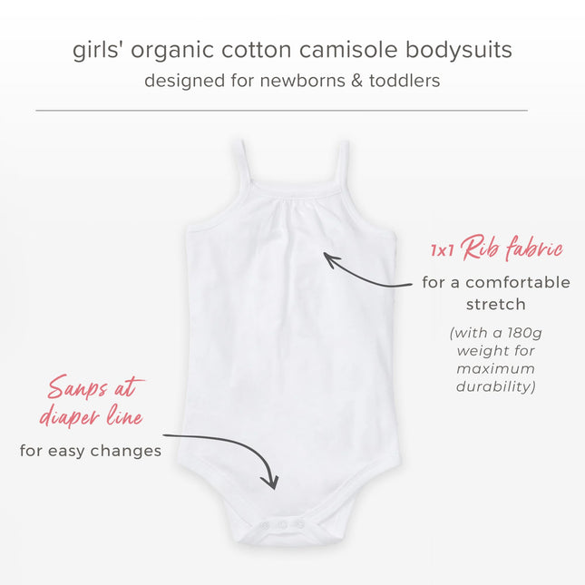 Burt's Bees Baby 3 Pack Unisex Long Sleeve Bodysuits 100% Organic Cotton, Cloud White Camisole, 0-3 mois