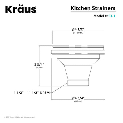 Crépine en acier inoxydable Kraus ST-1