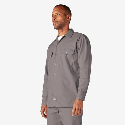 Dickies Men's Big-Tall Long Sleeve Work Shirt, Silver,3XL