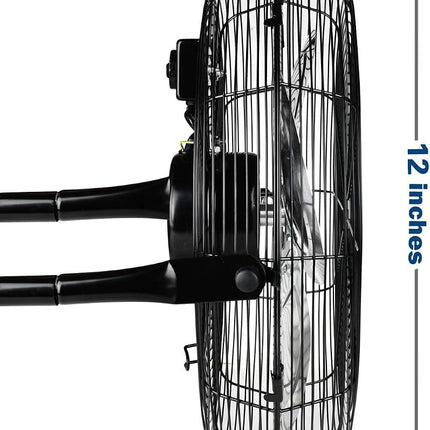 Simple Deluxe Ventilateur de Sol Industriel en Métal Robuste, 3 Vitesses, 12 Pouces, Silencieux, pour Usage Domestique, Commercial, Résidentiel et en Serre, Extérieur/Intérieur, Noir