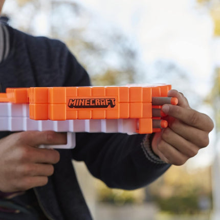 Nerf Minecraft Pillager's Crossbow, Dart-Blasting Crossbow, Includes 3 Nerf Elite Darts, Real Crossbow Action, Pull-Back Priming Handle
