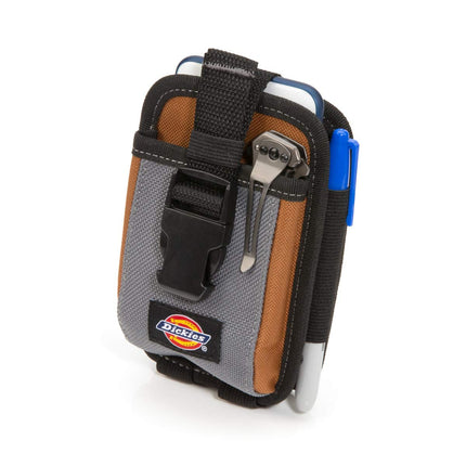 Dickies Funda Grande para Teléfono de 2 Compartimentos, Clip de Acero de Ajuste Universal para Cinturón de Herramientas, Correa de Seguridad para Teléfono, Mosquetón para Guardar Llaves de Clip Rápido