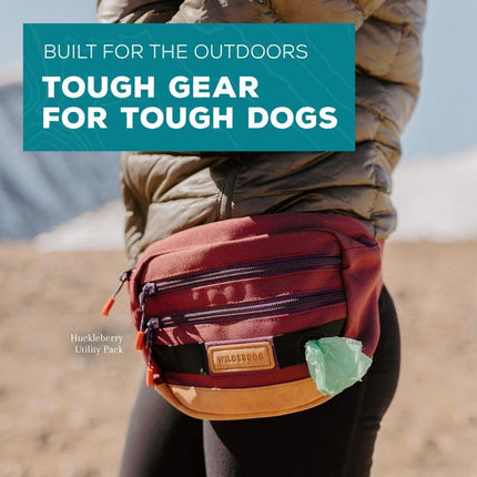 Wilderdog Utility Fanny Pack stores Treats, Balls, Keys in 3 Pockets with adjustable strap and Poop Bag dispenser, Pacific Blue, one size, Dog Walking Fanny Pack
