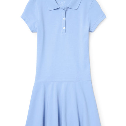 The Children's Place Girls' Pique Polo Dress, SkyB