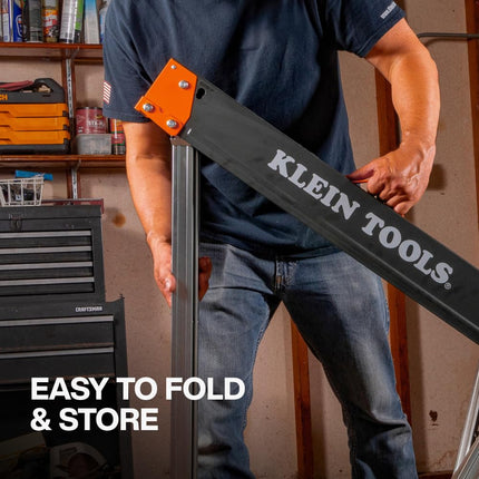 Klein Tools 66187 Folding Saw Horse, Heavy Duty Legs, Metal Saw Horse for Woodworking, Carpenters, Contractors, 2-Pack