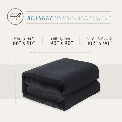 Elegant Comfort Luxury Velvety Feel Blanket, All-Season Lightweight Blanket, Ultra Plush, Soft, Cozy-Fuzzy Flannel Fleece for Couch, Sofa, Bed, Travel, Solid Design, King/California King, Black