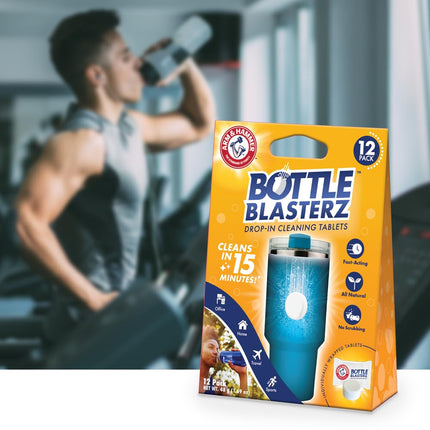 Arm & Hammer Bottle Blasterz - Drop-In Cleaning Tablets - Perfect for Water Bottles, Tumblers, and Coolers - All-Natural Ingredients, Eliminates Odors, Fast-Acting, Individually Packed (12 Count)