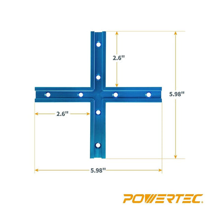 POWERTEC 71698 3" T-Track Intersection Kit with Predrilled Mounting Holes, For Universal T track, T Track Accessories for Woodworking Jigs and Fixtures