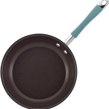 Rachael Ray Set de sartenes antiadherentes de esmalte duro - 23 cm y 28 cm, aptas para lavavajillas, azul