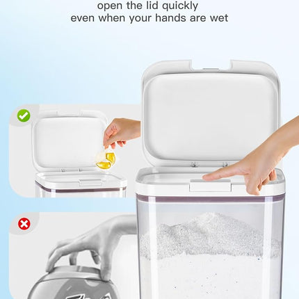 LivLab Mker Laundry Detergent Dispenser with One-Press Lid,Clear PET Powder container with Measuring Cup, Pods container (11L)