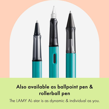 LAMY AL-star turmaline - Fountain Pen with ergonomic grip & polished steel nib in size B - lightweight aluminum body - including LAMY T 10 blue cartridge - Right-Handed