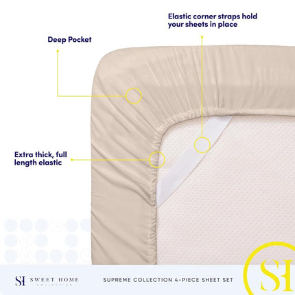 Sweet Home Collection 1800 Thread Count Sheet Set – Soft Egyptian Quality Brushed Microfiber Sheets – Luxury Bedding Set with Flat Sheet, Fitted Sheet, 2 Pillow Cases
