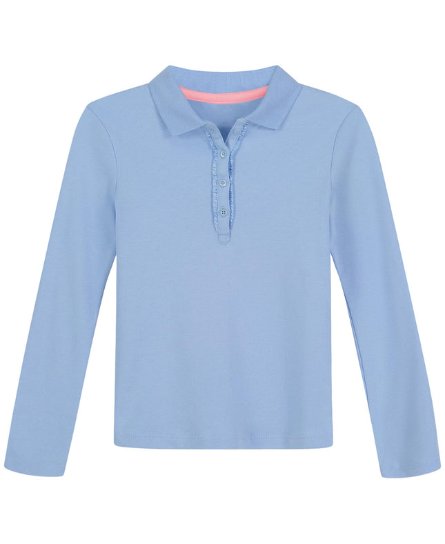 Nautica Girls' School Uniform Long Sleeve Polo, Li