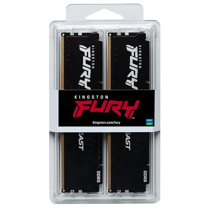 Kingston FURY Beast Black DDR5 32GB (2x16GB) 5600MT/s CL40 DIMM Desktop Gaming Memory Kit of 2 Intel XMP - KF556C40BBK2-32