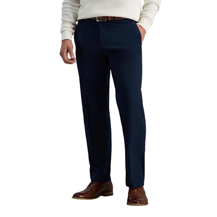 Haggar Men's Premium No Iron Khaki Stretch Straight Fit Flat Front Pant Dark Navy 32x29