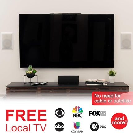 GE Amplified HD TV Antenna, Easy Mount to Top of TV Design, Supports 4K 1080P Digital HDTV VHF UHF, Long Range, Included Amplifier Signal Booster, AC Adapter, and 5 ft. Coax, Indoor, 37075