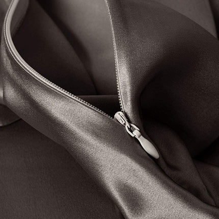 THXSILK Silk Pillowcase - 100% Pure Mulberry Silk - 22 Momme 6A High-Grade Fibers - Satin Pillowcase for Hair & Skin - King Size Silk Pillow Case with Hidden Zipper - Dark Grey