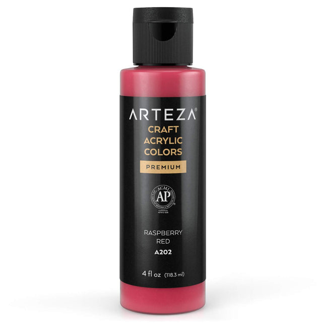 ARTEZA Craft Acrylic Paint, A202 Raspberry Red, 4f