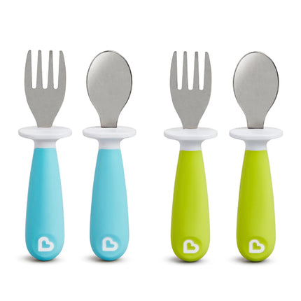 Munchkin 4 Count Raise Toddler Fork and Spoon, Blu