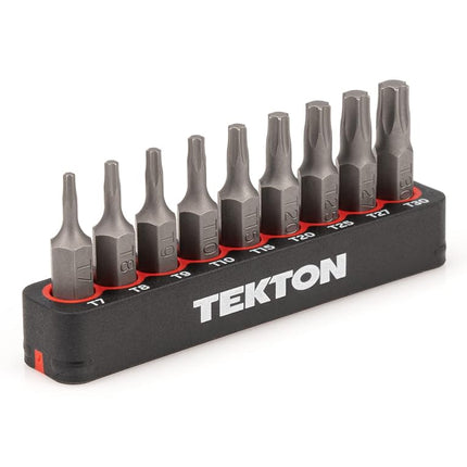 TEKTON 1/4 Inch Star Bit Set with Rail, 9-Piece (T7-T30) | DZT93001
