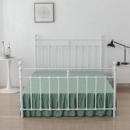 xuan dian Bed Skirt King Size Ruffled Bed Skirts with Split Corners,18 Inch Drop Dust Ruffle Bed Skirt with Platform, King, 18 Inch, Sage Green