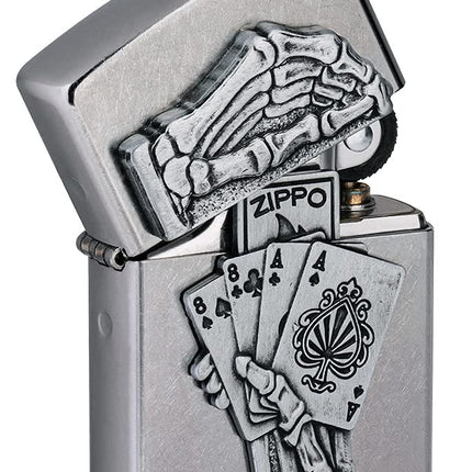 Zippo Dead Mans Hand Emblem Design Pocket Lighter