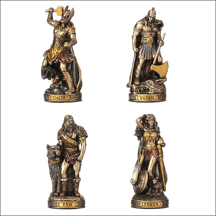 Veronese Design Bronze Finished 12 Piece Norse Gods and Goddesses Miniature Statue Set