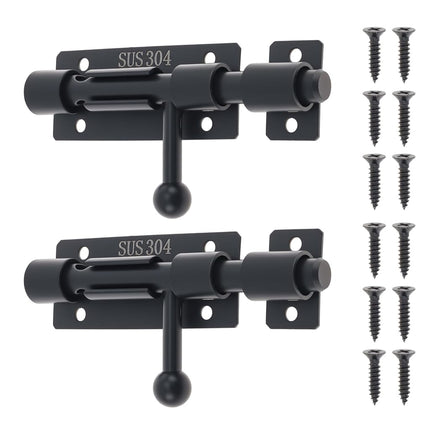 2 Pack 4 inch Slide Barrel Bolt Gate Latch Black
