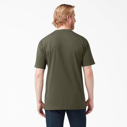 Camiseta Dickies de manga corta con cuello redondo y gramaje alto para hombre, color verde militar, 4XG grande y alto