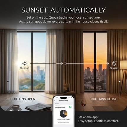 Quoya QL600 Motorised Smart Electric Curtain Track with Remote – Hidden Brackets, Automatic Curtain Opener – App & Voice Control – up to 5 m / 16.4 ft