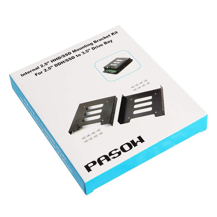 Pasow Paquete de 2 soportes de metal para discos duros SSD HDD de 2.5" a 3.5" para PC (soporte)