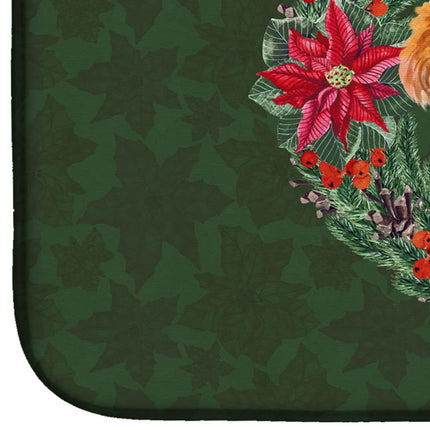 Caroline's Treasures CK1566DDM Welsh Terrier Poinsetta Wreath Dish Drying Mat, 14 x 21", multicolor