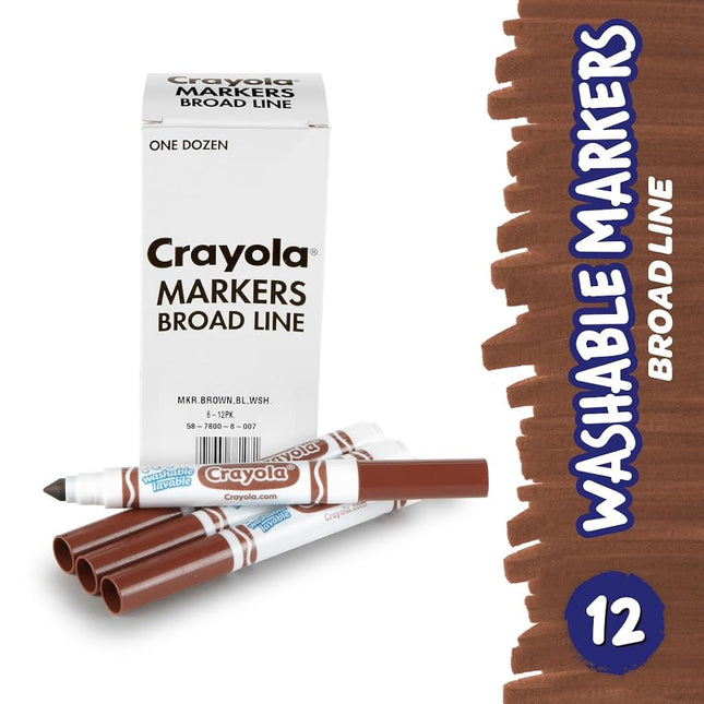 Crayola 12 Count Washable Bulk Markers, Brown