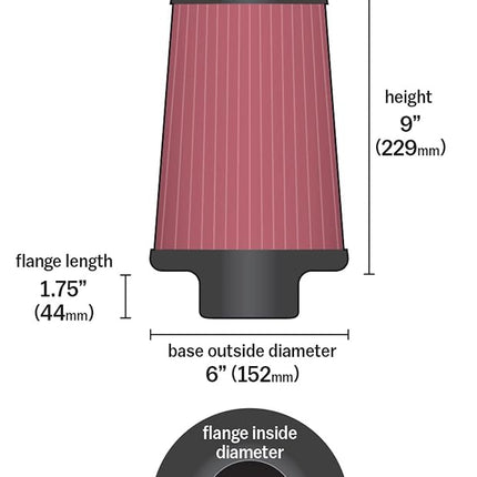 K&N RE-0870 Washable and Reusable Car and Motorcycle Rubber Universal Air Filter Red