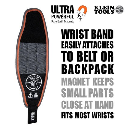 KLEIN TOOLS Tradesman Pro Magnetic Wristband 55895 Black with Orange/Gray