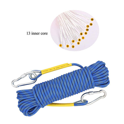 X XBEN Outdoor Climbing Rope Rock Climbing Rope, Escape Rope Climbing Equipment Fire Rescue Parachute Rope (96 Foot) - Blue
